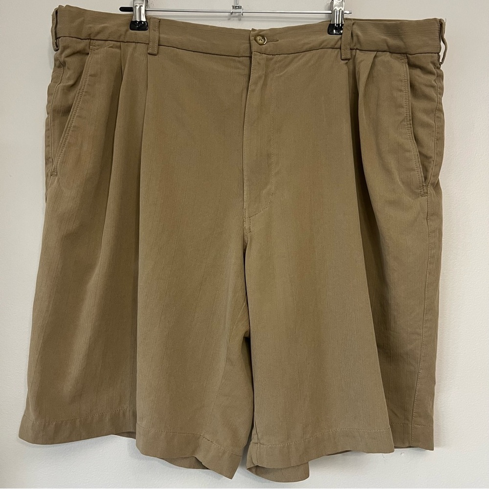 Caribbean Men’s Pleated Golf Shorts 38 Baggy Preppy Chino Silk Cotton 9” Inseam